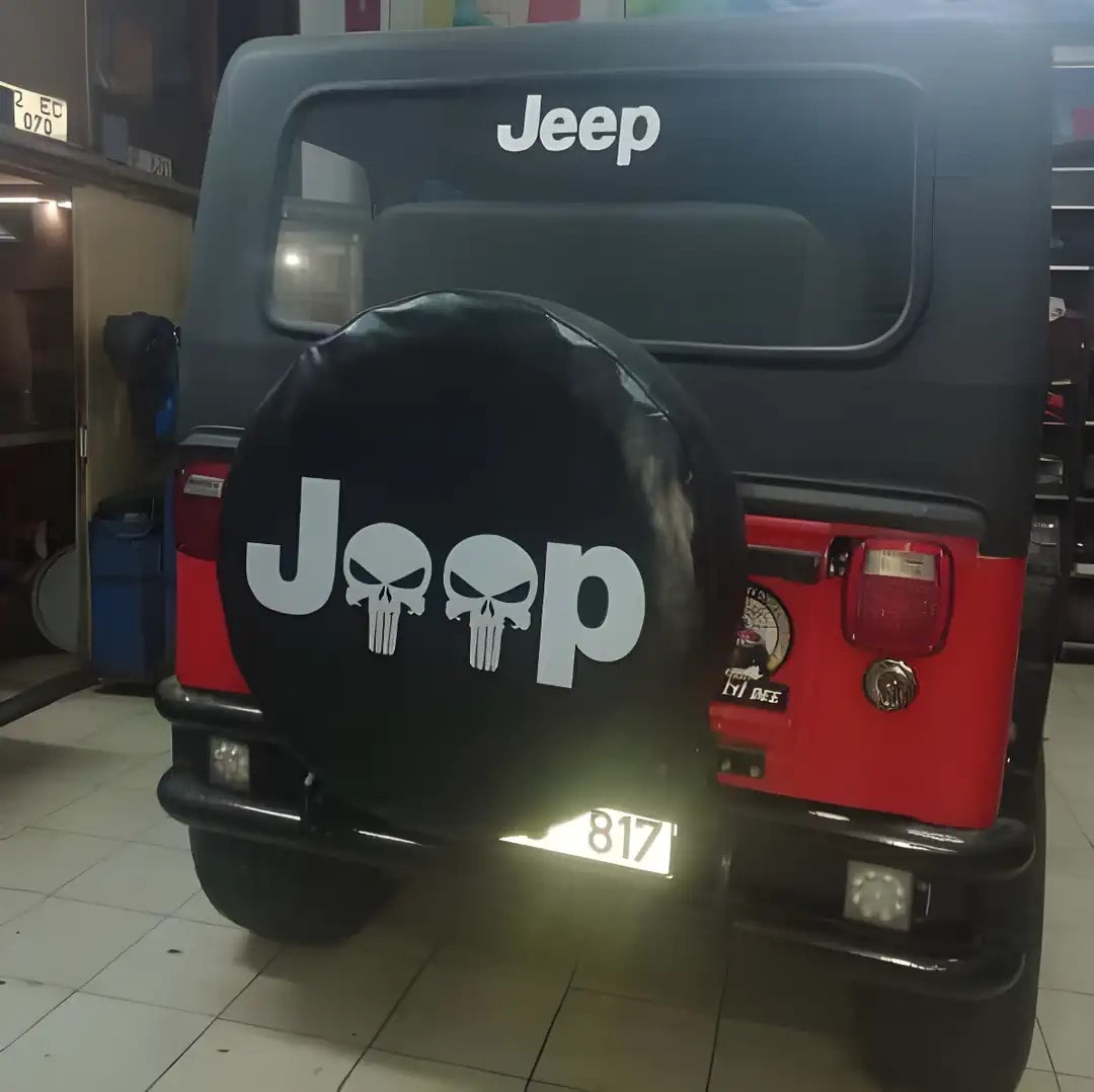 Skull Jeep Logo Spare Wheel Tire Cover